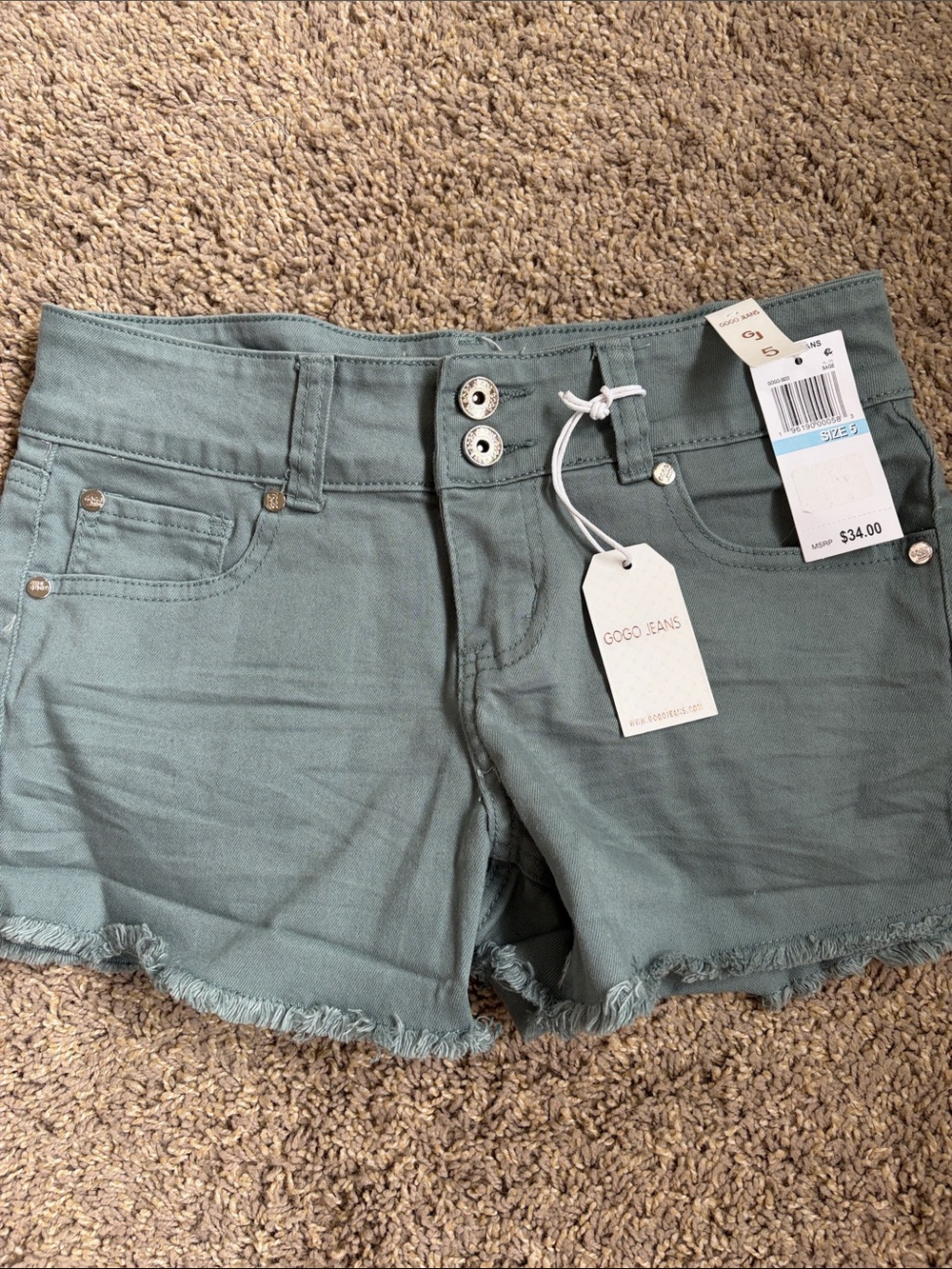 GOGO Sage Green Cut Off Shorts